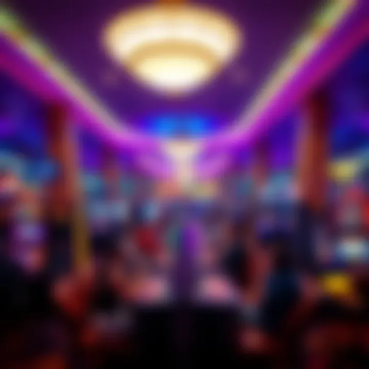 Vibrant Atmosphere Inside the Casino Interior of the casino featuring gaming tables and vibrant atmosphere