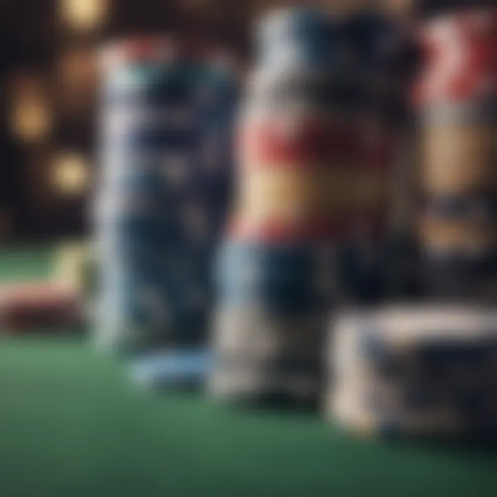 Close-up of poker chips stacked