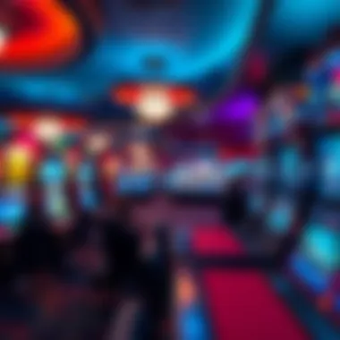 Interior ambiance of a high-end gaming area with vibrant lighting