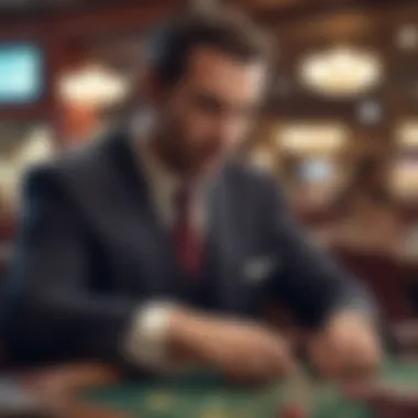 Close-up of dealer at a gaming table engaging with players