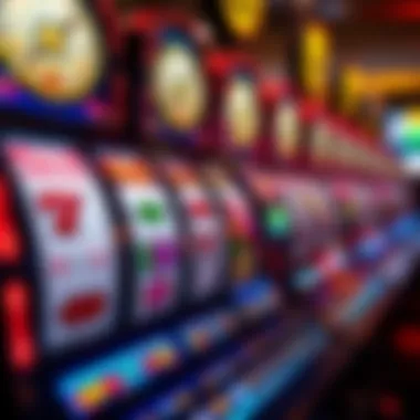 Exciting Slot Machine Experience Close-up of a slot machine displaying colorful reels