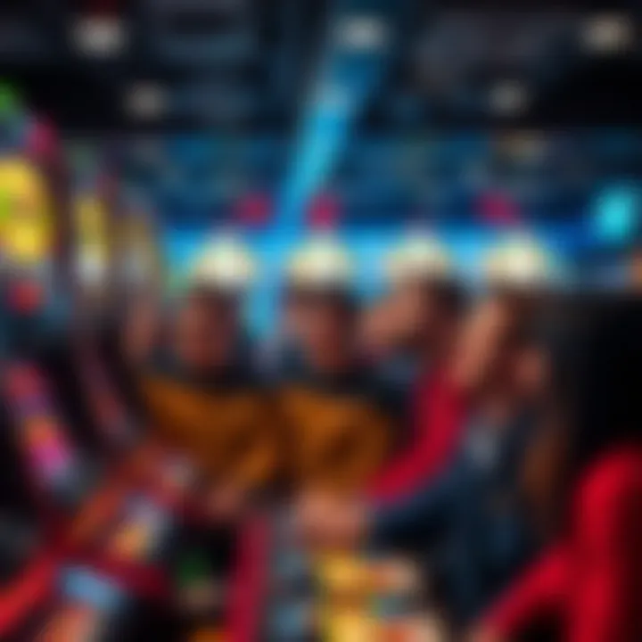 Group of enthusiastic players at Star Trek slot machines