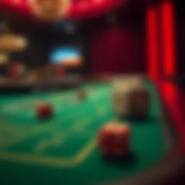 Exciting Gameplay in Craps An engaging game of craps with vibrant dice in action