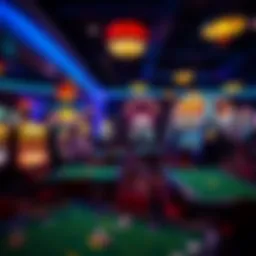 Vibrant interior of a local casino showcasing gaming tables