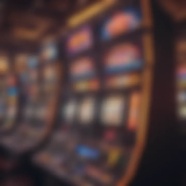 A vibrant slot machine area filled with colorful lights and diverse game options, attracting visitors.