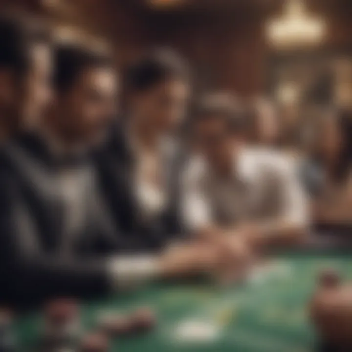 Illustration depicting players engaging in a virtual blackjack game.