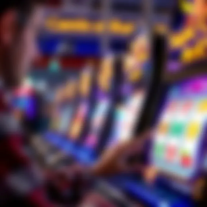 Close-up of a player interacting with a virtual slot machine, highlighting an engaging gameplay moment.