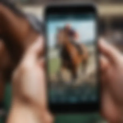 User interacting with a horse racing app interface