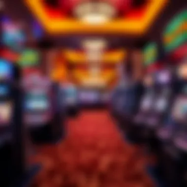 Vibrant Casino Floor with Slot Machines A vibrant casino floor showcasing a variety of slot machines