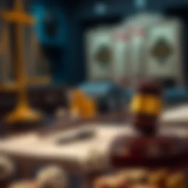 Legal documents and a gavel representing lotto regulations