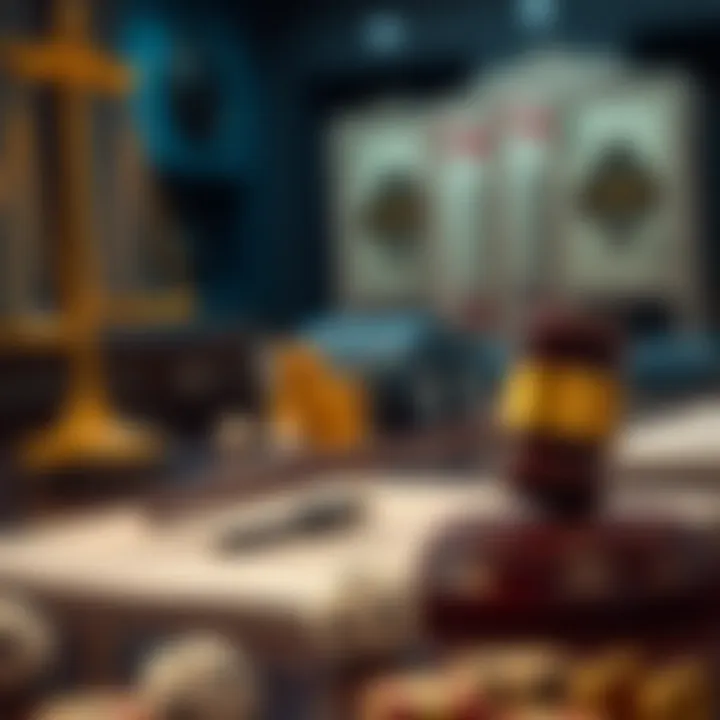 Legal documents and a gavel representing lotto regulations