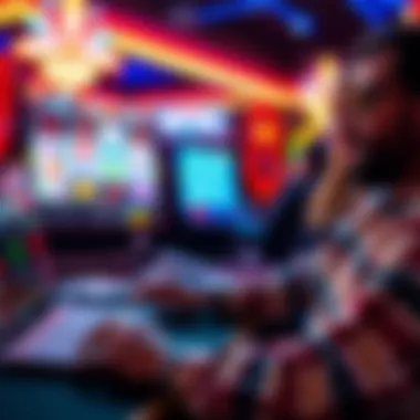 An engaging scene of a player enjoying an online slot game on a laptop