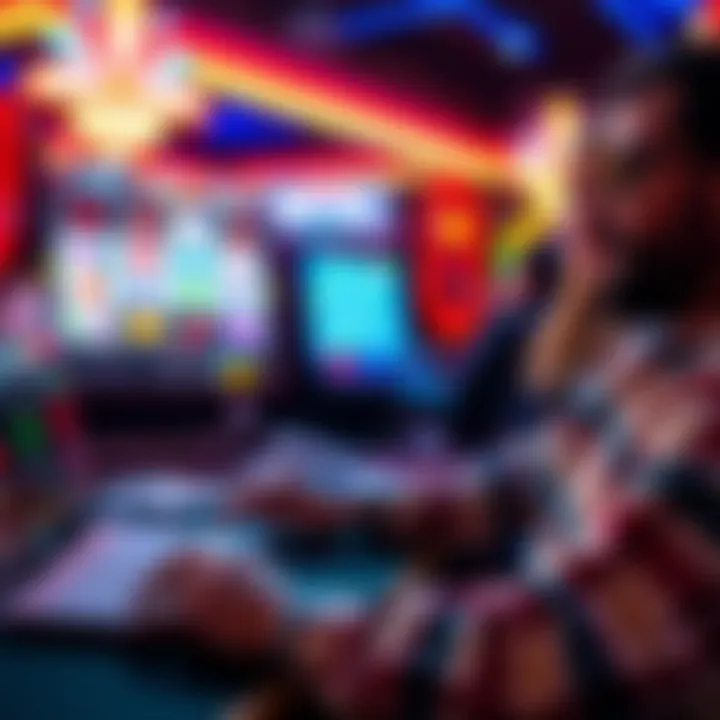 An engaging scene of a player enjoying an online slot game on a laptop