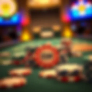Close-up of a gaming table showcasing promotional chips and rewards