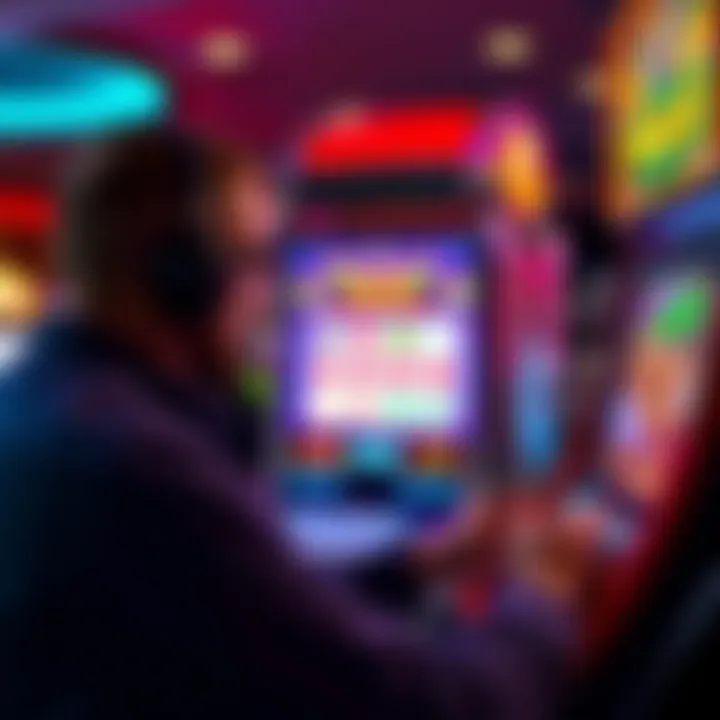 A user navigating a free play slot game interface