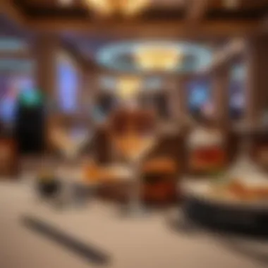 Dining area with gourmet food and drinks