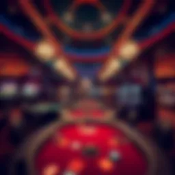 Elegant casino interior showcasing gaming tables