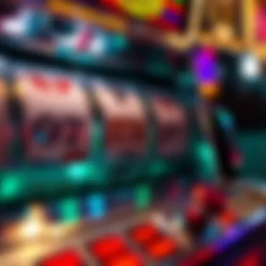 Intricate Mechanics of Slot Reels Close-up of a slot machine's spinning reels