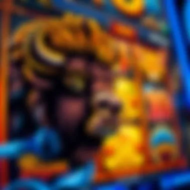 Close-up of bison-themed symbols on a slot machine.