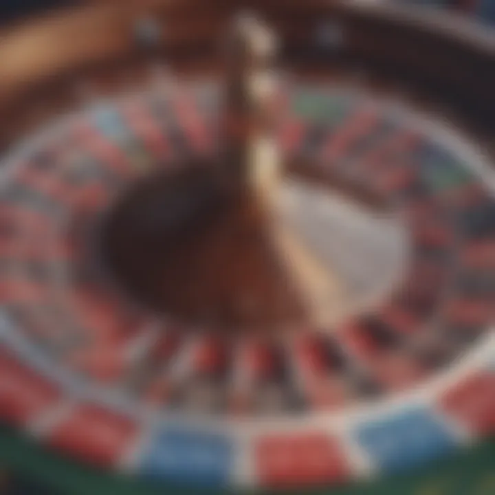 A close-up of a roulette wheel with vibrant colors