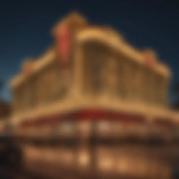 Nighttime view of the Golden Nugget Casino illuminated with lights