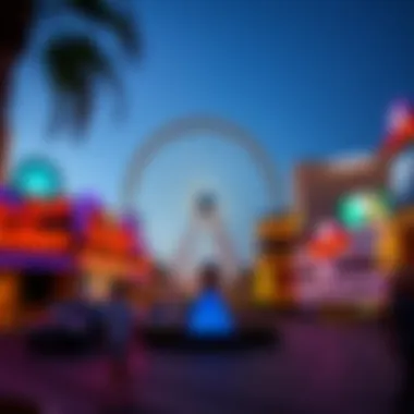 The LINQ Big Wheel framed by surrounding attractions on the Las Vegas Strip