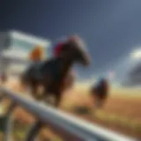 Horse racing track with competitors