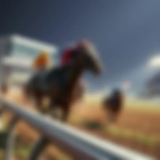 Horse racing track with competitors