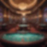 A luxurious casino interior showcasing high-stakes gaming tables