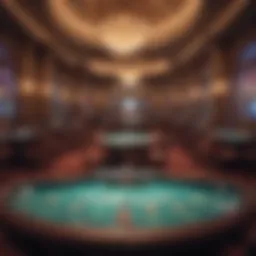 A luxurious casino interior showcasing high-stakes gaming tables