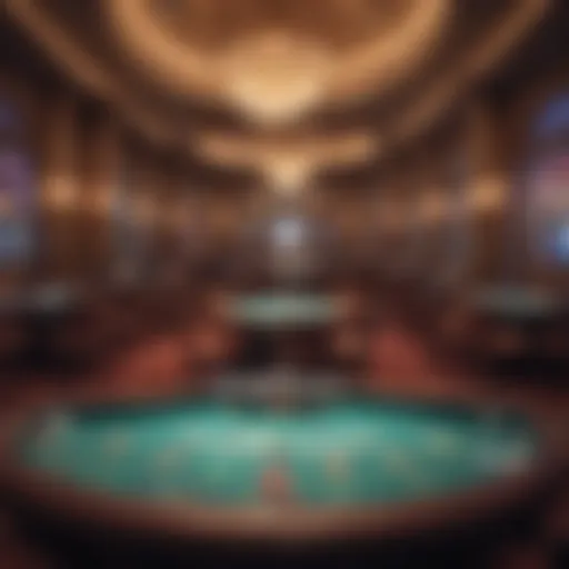 A luxurious casino interior showcasing high-stakes gaming tables