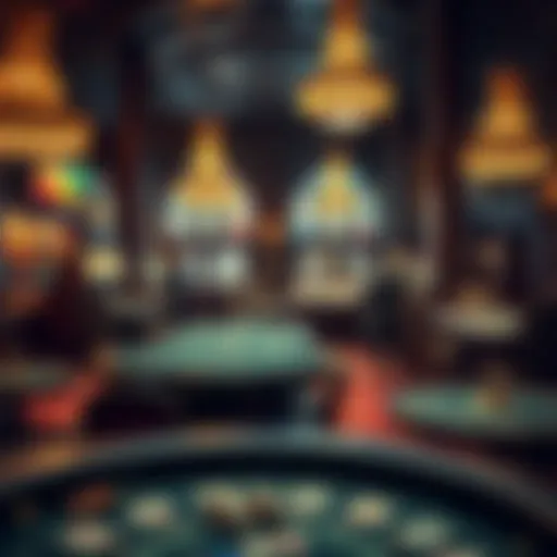 A vintage casino interior showcasing classic gaming tables and decor