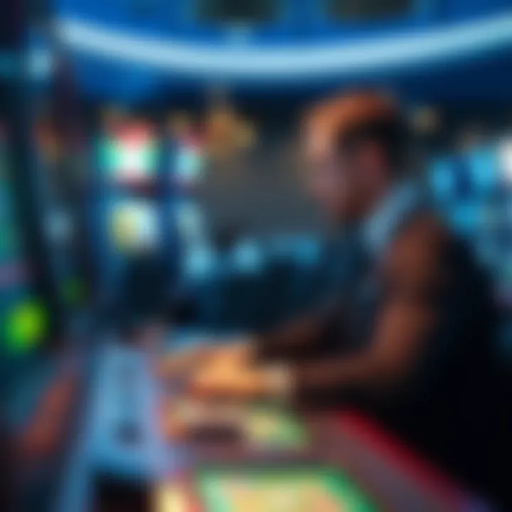 Strategizing in Poker Stars Slots Player strategizing at a Poker Stars Slot machine