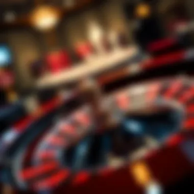 Close-up of a roulette wheel in action