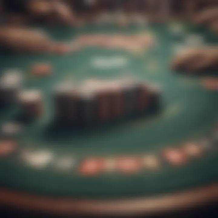 A close-up of a poker table with chips and cards, highlighting the strategic elements of the game.