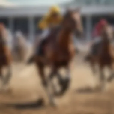 A jockey guiding a horse through a sprint