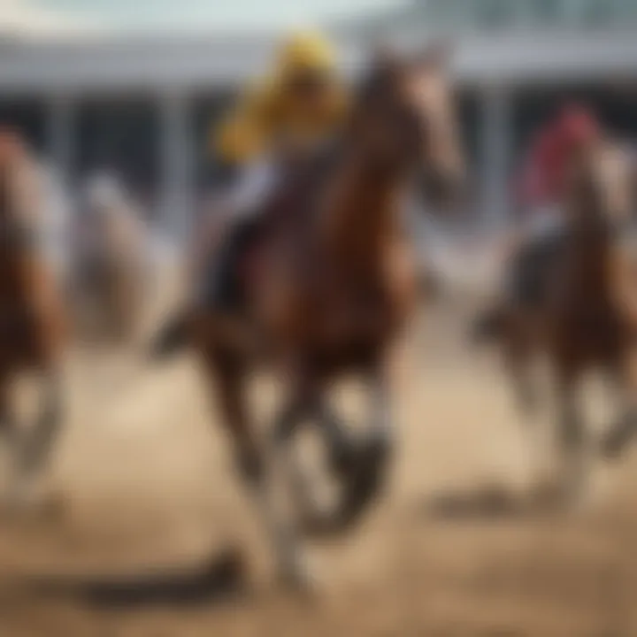 A jockey guiding a horse through a sprint