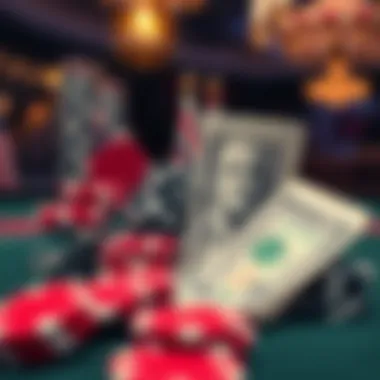 Representation of financial management with chips and bankroll