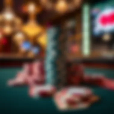 Chips stacked strategically on a poker table showcasing tactics