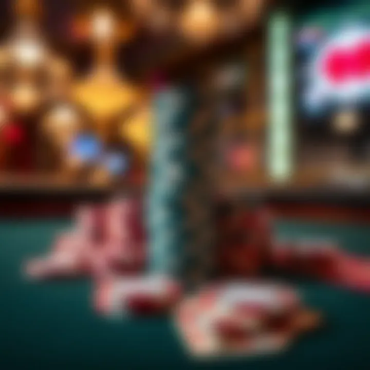 Chips stacked strategically on a poker table showcasing tactics