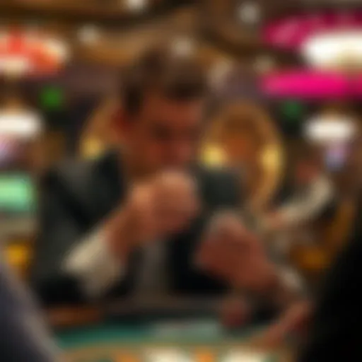 Analyzing the Game A focused player analyzing their cards and surroundings at a poker table