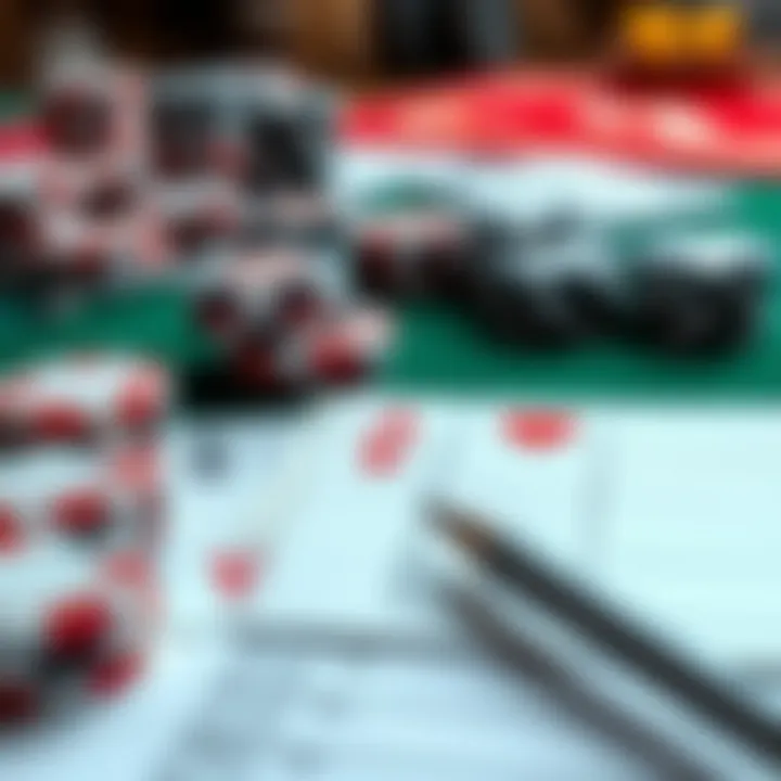 A strategic layout of poker hands and probabilities on a notepad