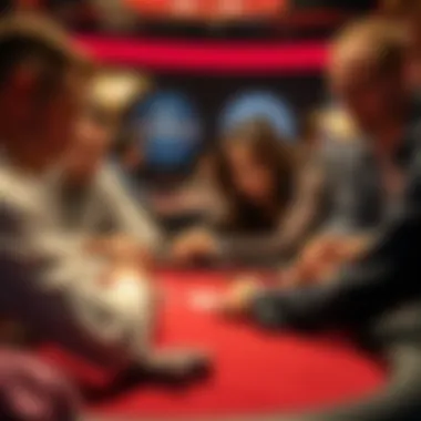 An intense poker game in progress with players showing varied emotions