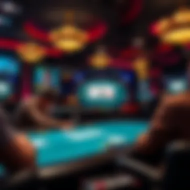 A digital interface showcasing online poker gameplay