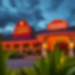 Exterior view of a live casino in Greensburg, showcasing its vibrant atmosphere