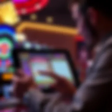 A player analyzing the payout table and game mechanics on a tablet