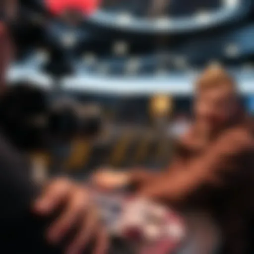 A dynamic poker vlogger engaging with their audience through a video setup