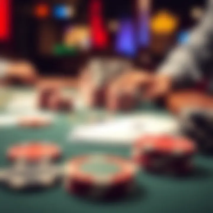 Strategic Elements of Poker Vlogging Close-up of a poker table with cards and chips, symbolizing strategy in play