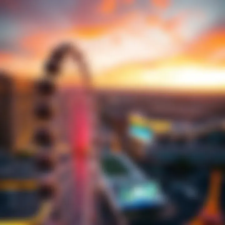 Aerial view of the LINQ Big Wheel at sunset