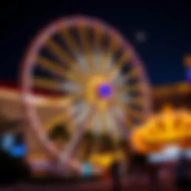 Night view showcasing the illuminated LINQ Big Wheel